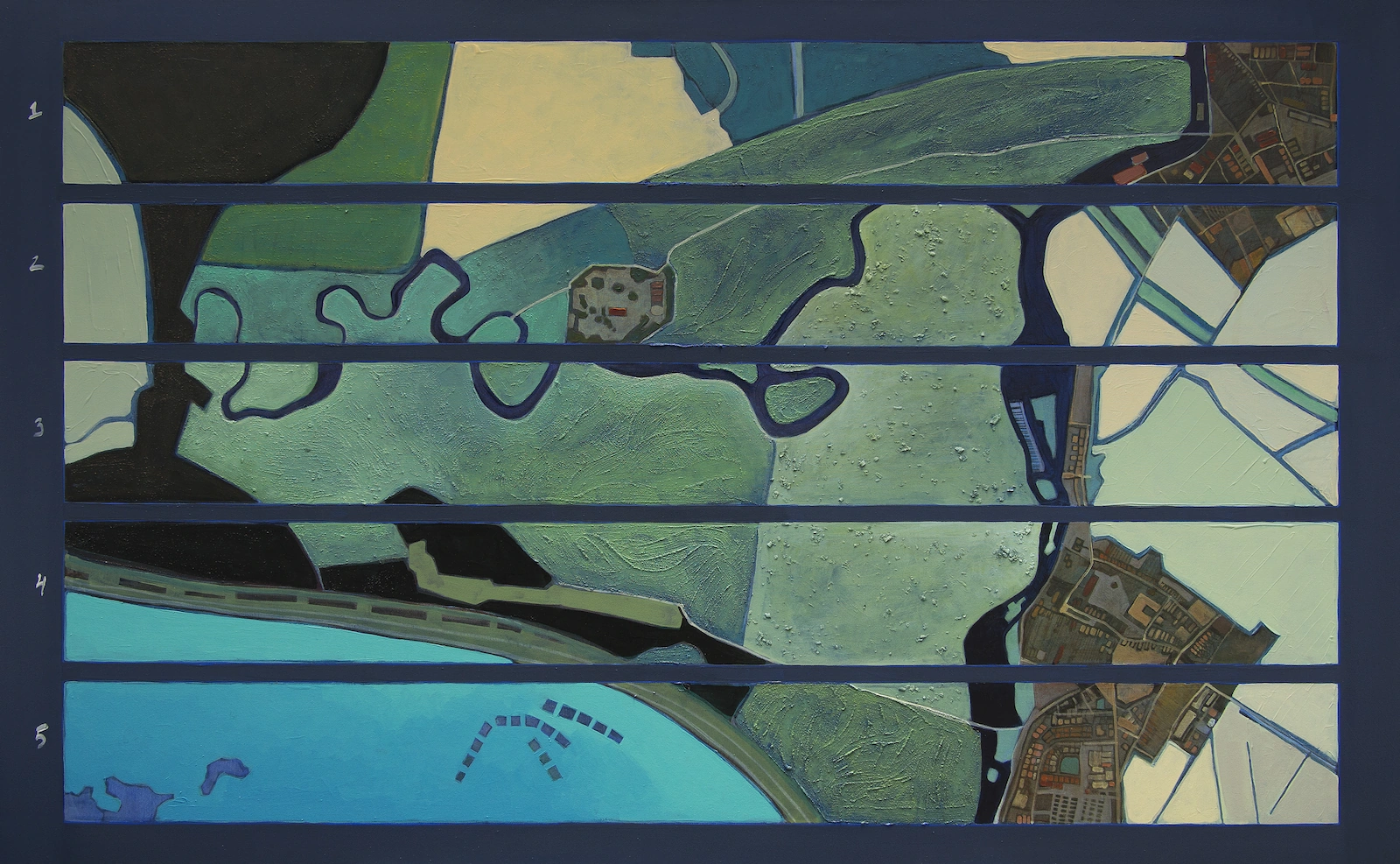 The Danube - graphical river score, acrylic on canvas