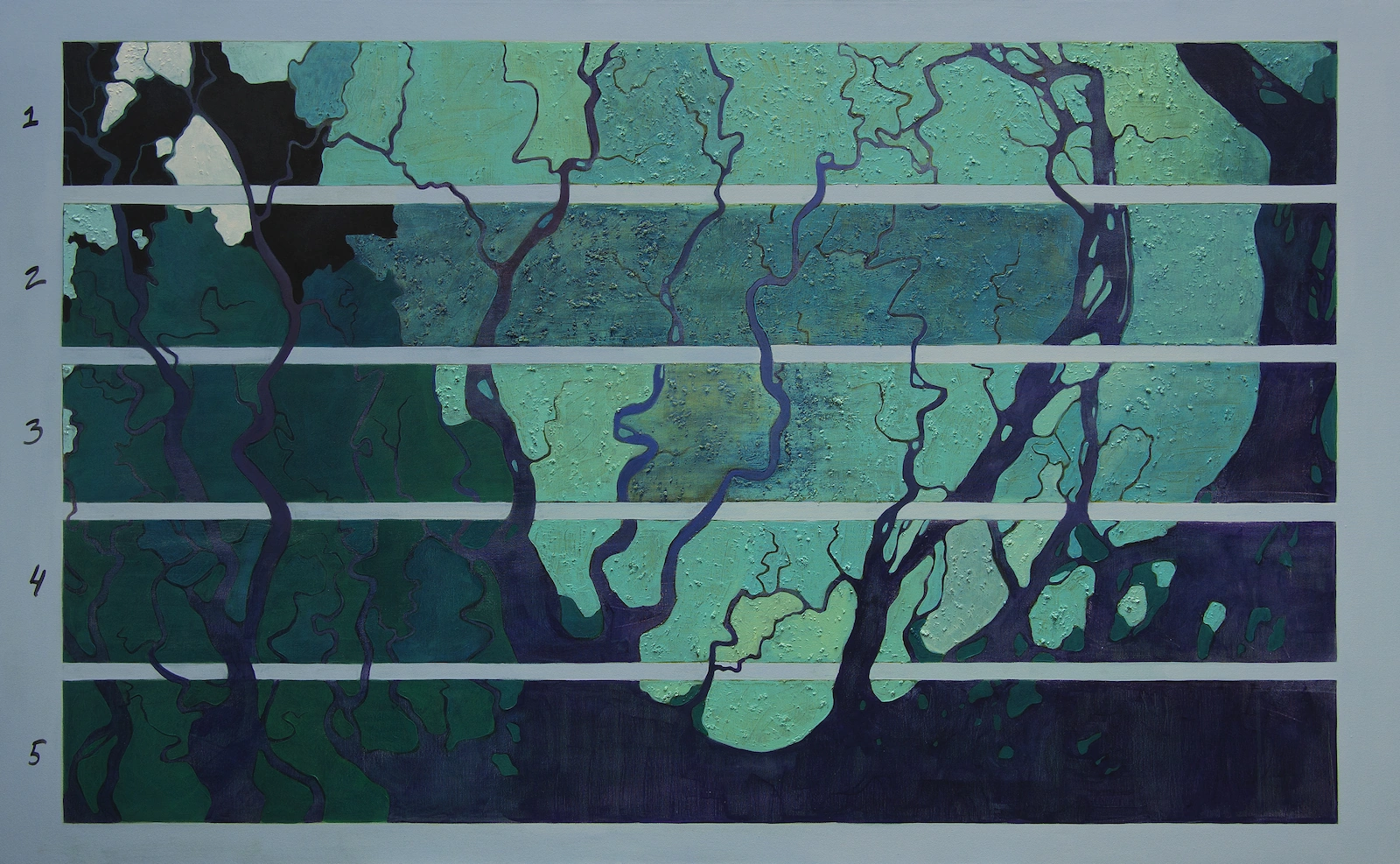 The Ganges - graphical river score, acrylic on canvas