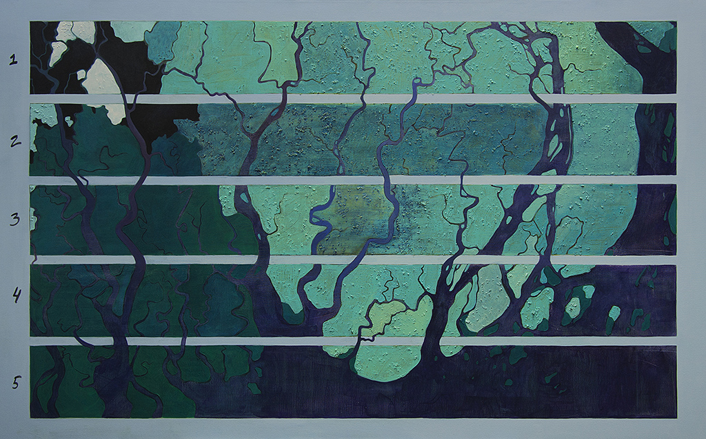 The Ganges - graphical river score, acrylic on canvas