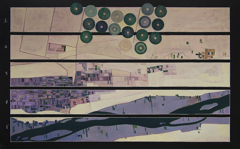 The Nile - graphical river score, acrylic on canvas
